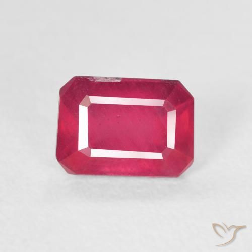 1.50ct طبيعي أحمر فاتح ياقوت, قص الزمرد, SI