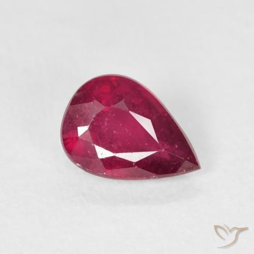 1.03ct طبيعي Medium Dark-Red ياقوت, شكل الكمثرى, VS-SI