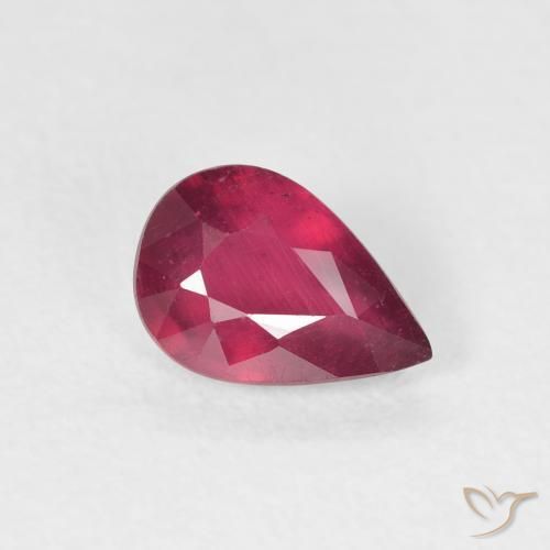 0.97ct طبيعي وردى محمر غامق ياقوت, شكل الكمثرى, VS-SI