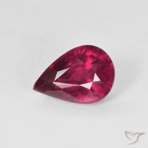 1.02ct طبيعي وردى محمر غامق ياقوت, شكل الكمثرى, VS-SI