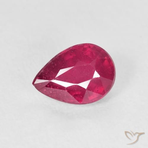 1.11ct طبيعي وردى محمر غامق ياقوت, شكل الكمثرى, VS-SI