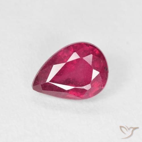 1.01ct طبيعي وردى محمر غامق ياقوت, شكل الكمثرى, VS-SI