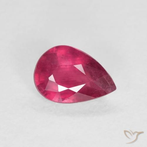 ياقوت Medium Dark-Red طبيعي، شكل الكمثرى، 0.95 قيراط، VS-SI