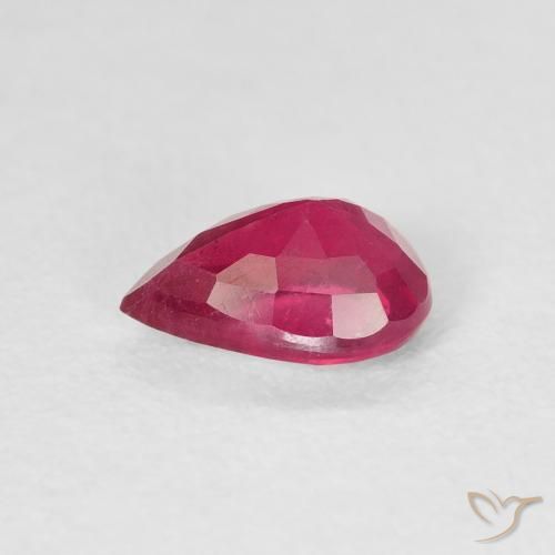 ياقوت Medium Dark-Red طبيعي، شكل الكمثرى، 0.95 قيراط، VS-SI