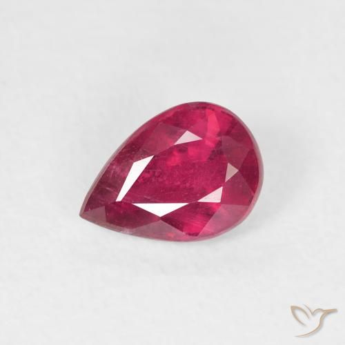 0.94ct طبيعي وردى محمر غامق ياقوت, شكل الكمثرى, VS-SI