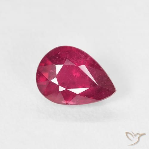 1.02ct طبيعي Medium Dark-Red ياقوت, شكل الكمثرى, VS-SI