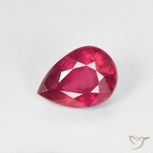 1.06ct طبيعي قرمزى غامق ياقوت, شكل الكمثرى, VS-SI