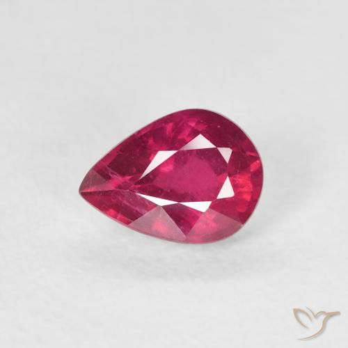 0.93ct طبيعي أحمر وردى ياقوت, شكل الكمثرى, VS-SI