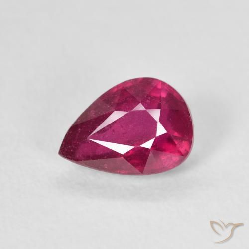 1.08ct طبيعي أحمر فاتح ياقوت, شكل الكمثرى, VS-SI