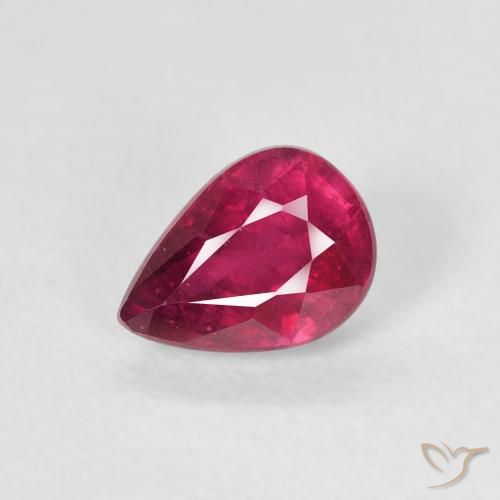 1.03ct طبيعي وردى محمر غامق ياقوت, شكل الكمثرى, VS-SI