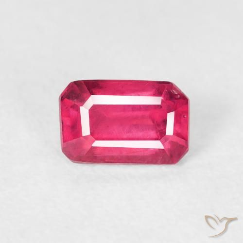 0.98ct طبيعي أحمر وردى ياقوت, قص الزمرد, قليلا جدا
