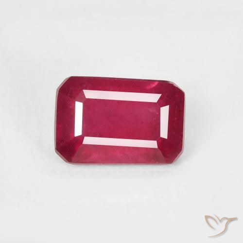 0.99ct طبيعي أحمر متوسط ياقوت, قص الزمرد, قليلا جدا