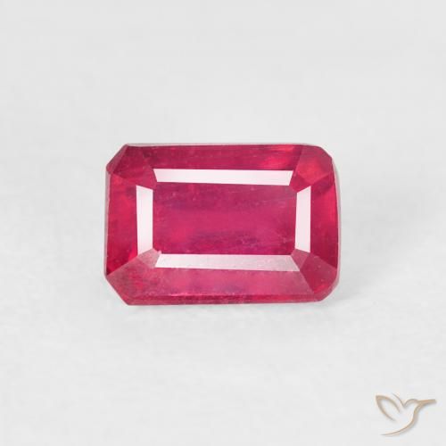 1.03ct طبيعي أحمر فاتح ياقوت, قص الزمرد, قليلا جدا