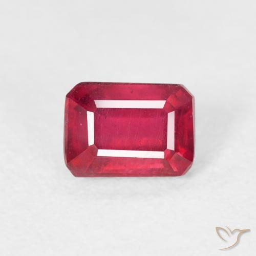 0.97ct طبيعي أحمر متوسط ياقوت, قص الزمرد, قليلا جدا