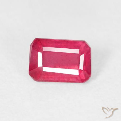 0.87ct طبيعي أحمر متوسط ياقوت, قص الزمرد, قليلا جدا
