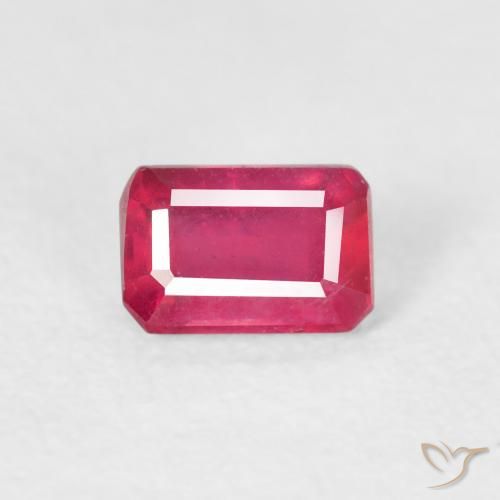 0.80ct طبيعي أحمر وردى ياقوت, قص الزمرد, قليلا جدا
