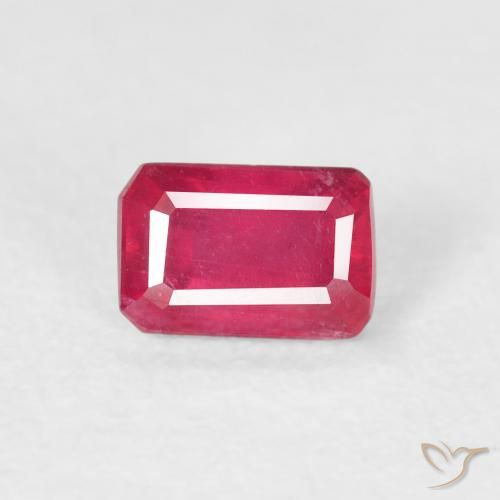 0.88ct طبيعي أحمر وردى ياقوت, قص الزمرد, قليلا جدا