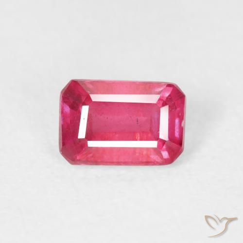 0.79ct طبيعي أحمر وردى ياقوت, قص الزمرد, قليلا جدا