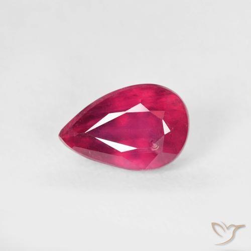 0.76ct طبيعي Medium Dark-Red ياقوت, شكل الكمثرى, VS-SI