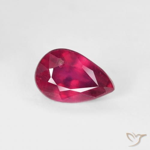 ياقوت Medium Dark-Red طبيعي، شكل الكمثرى، 0.76 قيراط، VS-SI