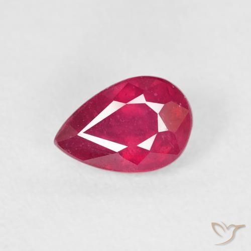 0.79ct طبيعي قرمزى غامق ياقوت, شكل الكمثرى, VS-SI