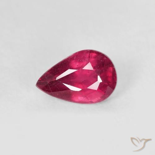 0.63ct طبيعي وردى محمر غامق ياقوت, شكل الكمثرى, VS-SI