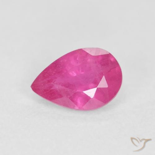 ياقوت Medium Dark-Pink طبيعي، شكل الكمثرى، 0.57 قيراط، VS-SI