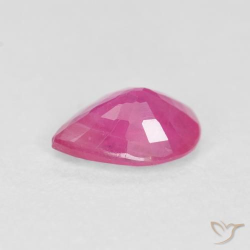 ياقوت Medium Dark-Pink طبيعي، شكل الكمثرى، 0.57 قيراط، VS-SI