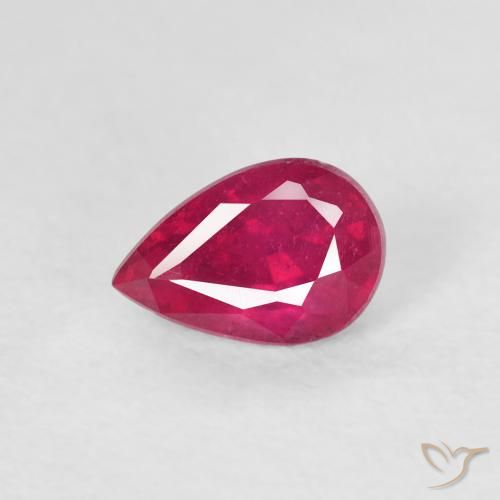 0.76ct طبيعي وردى محمر غامق ياقوت, شكل الكمثرى, VS-SI
