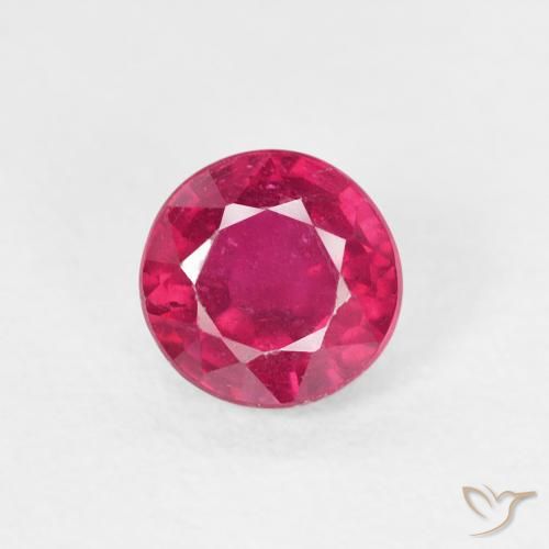 0.81ct طبيعي أحمر فاتح ياقوت, دائري, قليلا جدا