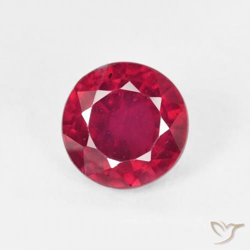 1.28ct طبيعي أحمر متوسط ياقوت, دائري, قليلا جدا