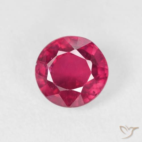 1.09ct طبيعي وردى محمر غامق ياقوت, دائري, قليلا جدا