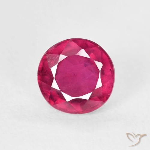 1.24ct طبيعي أحمر فاتح ياقوت, دائري, قليلا جدا