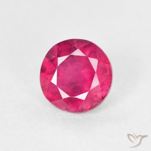 1.00ct طبيعي أحمر فاتح ياقوت, دائري, قليلا جدا