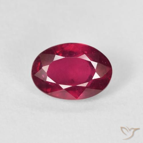 1.75ct طبيعي أحمر غامق ياقوت, بيضوي, قليلا جدا