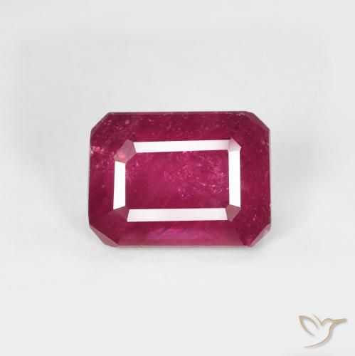 1.50ct طبيعي أحمر متوسط ياقوت, قص الزمرد, قليلا جدا