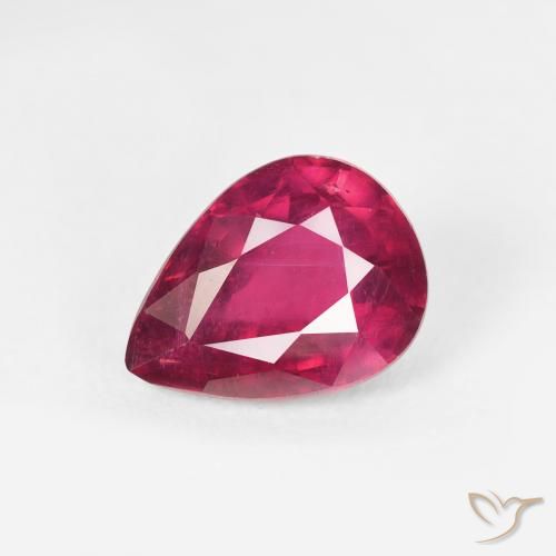 1.70ct طبيعي أحمر وردى ياقوت, شكل الكمثرى, قليلا جدا