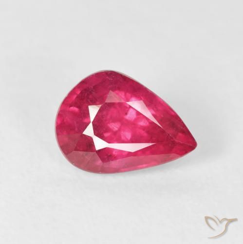 1.55ct طبيعي أحمر وردى ياقوت, شكل الكمثرى, قليلا جدا