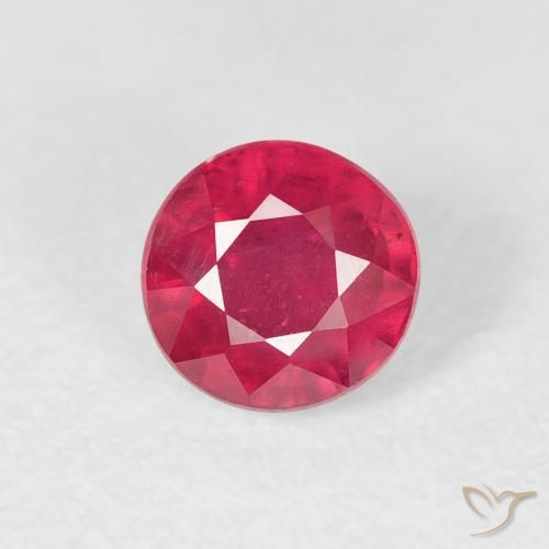 1.01ct طبيعي أحمر وردى ياقوت, دائري, قليلا جدا