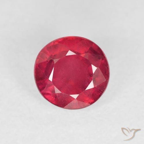 1.10ct طبيعي قرمزى غامق ياقوت, دائري, قليلا جدا