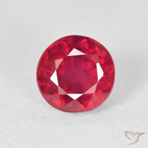 1.39ct طبيعي قرمزى غامق ياقوت, دائري, قليلا جدا