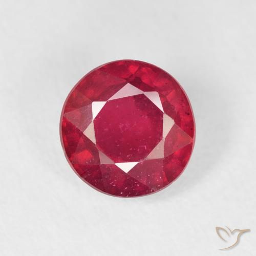 1.50ct طبيعي قرمزى غامق ياقوت, دائري, قليلا جدا