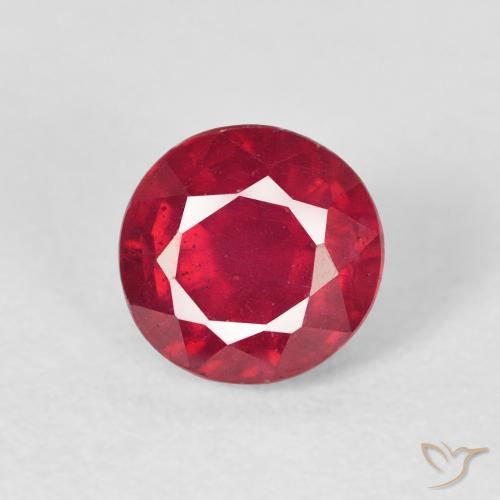 1.37ct طبيعي قرمزى غامق ياقوت, دائري, قليلا جدا