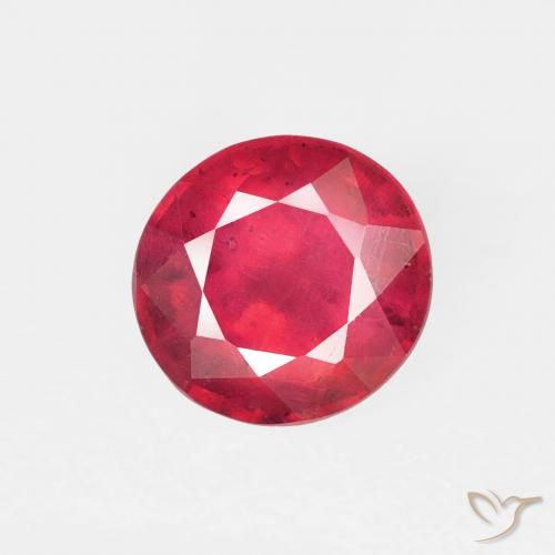 1.06ct طبيعي قرمزى غامق ياقوت, دائري, قليلا جدا