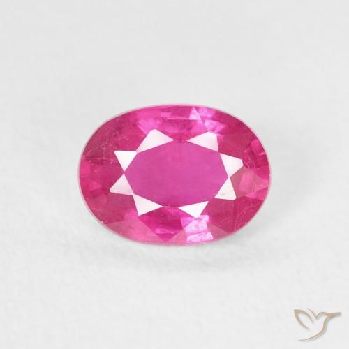 1.06ct طبيعي وردى داكن ياقوت, بيضوي, قليلا جدا