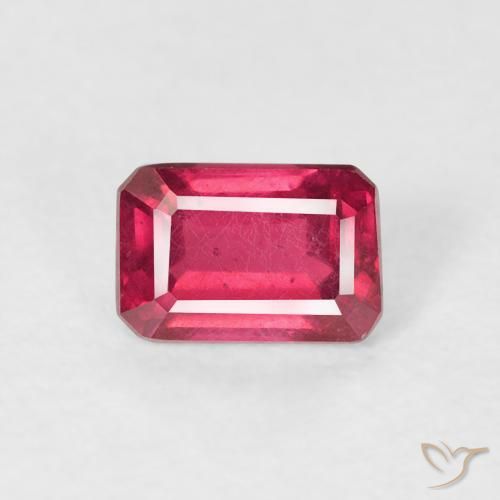 0.90ct طبيعي أحمر وردى ياقوت, قص الزمرد, قليلا جدا