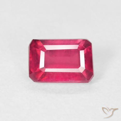 0.96ct طبيعي أحمر وردى ياقوت, قص الزمرد, قليلا جدا