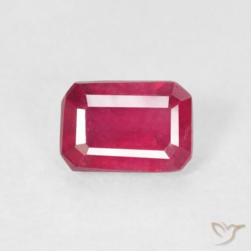 0.90ct طبيعي أحمر وردى ياقوت, قص الزمرد, قليلا جدا