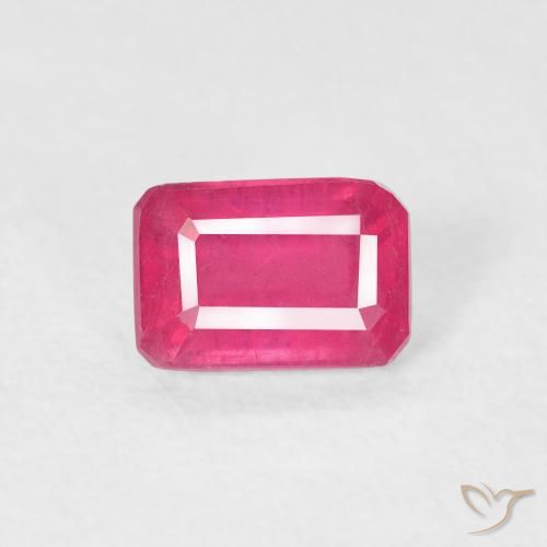 0.90ct طبيعي أحمر متوسط ياقوت, قص الزمرد, قليلا جدا