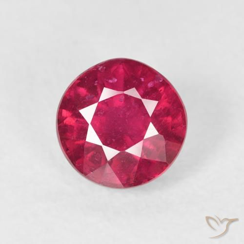 1.30ct طبيعي قرمزى غامق ياقوت, دائري, قليلا جدا